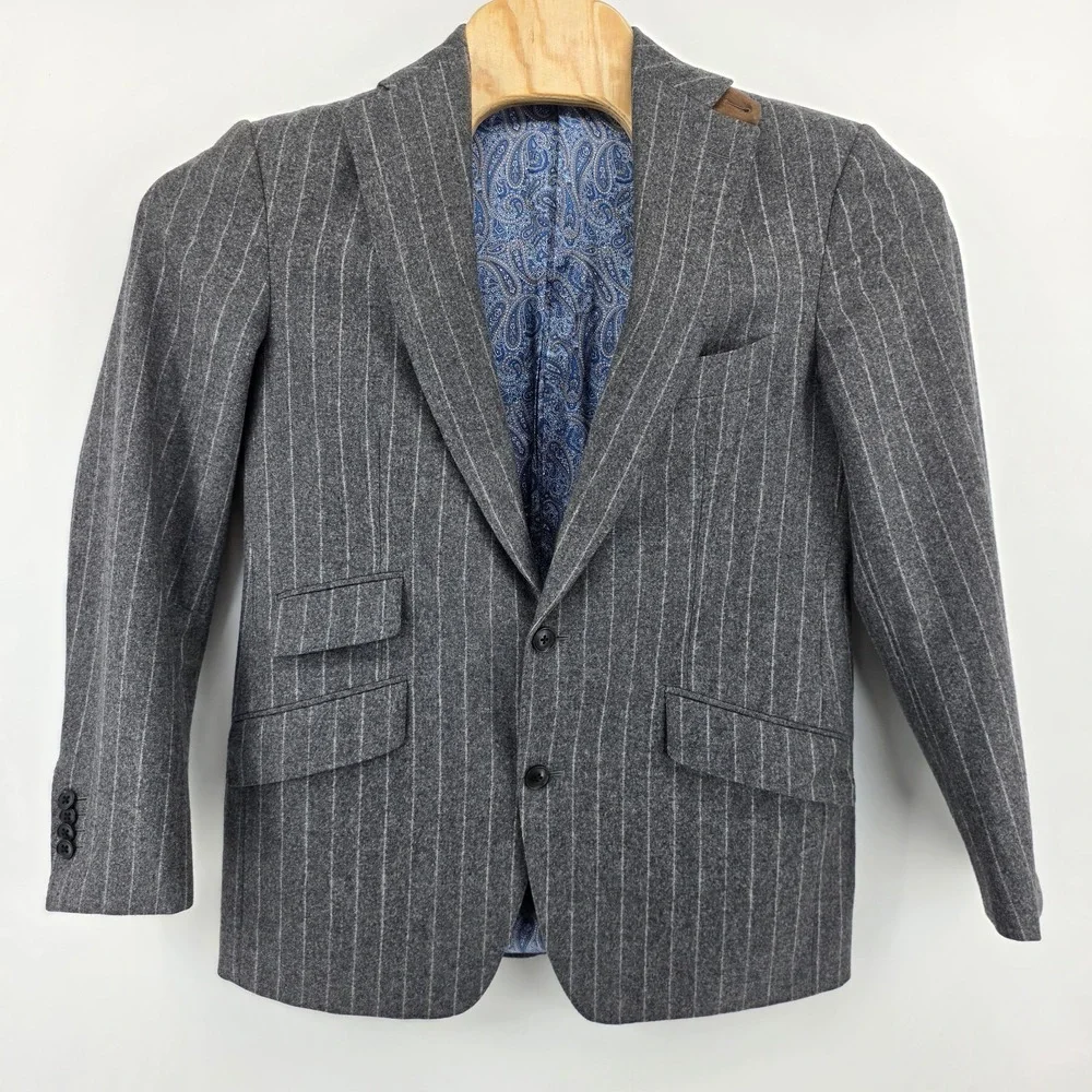 suitsupply Lazio wool blazer gray Chalk striped men M/L tailored drapers